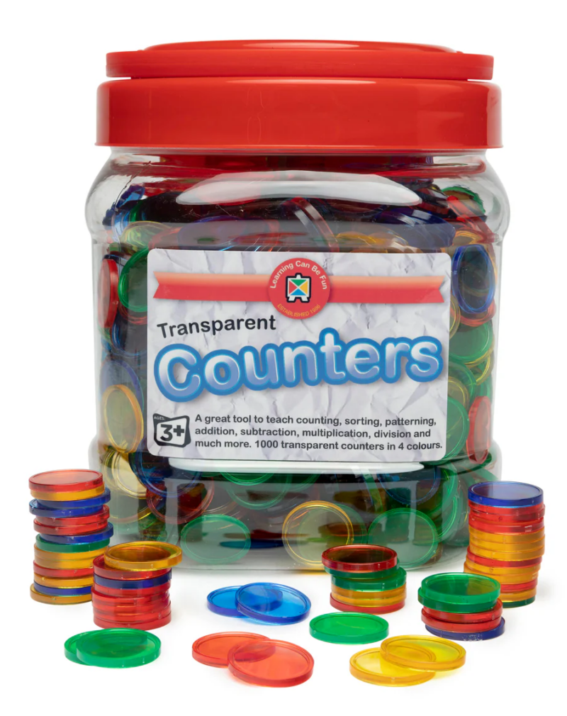 Clear Counters Math Counters Small Transparent (1000 pieces) - Educational Art Supplies