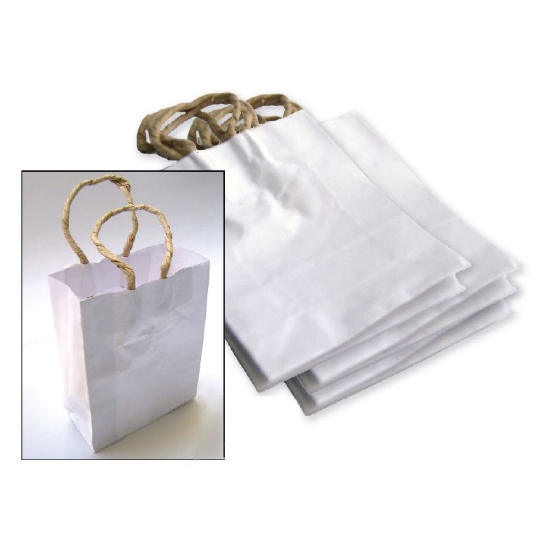 White Paper Bags with Handle 50pk