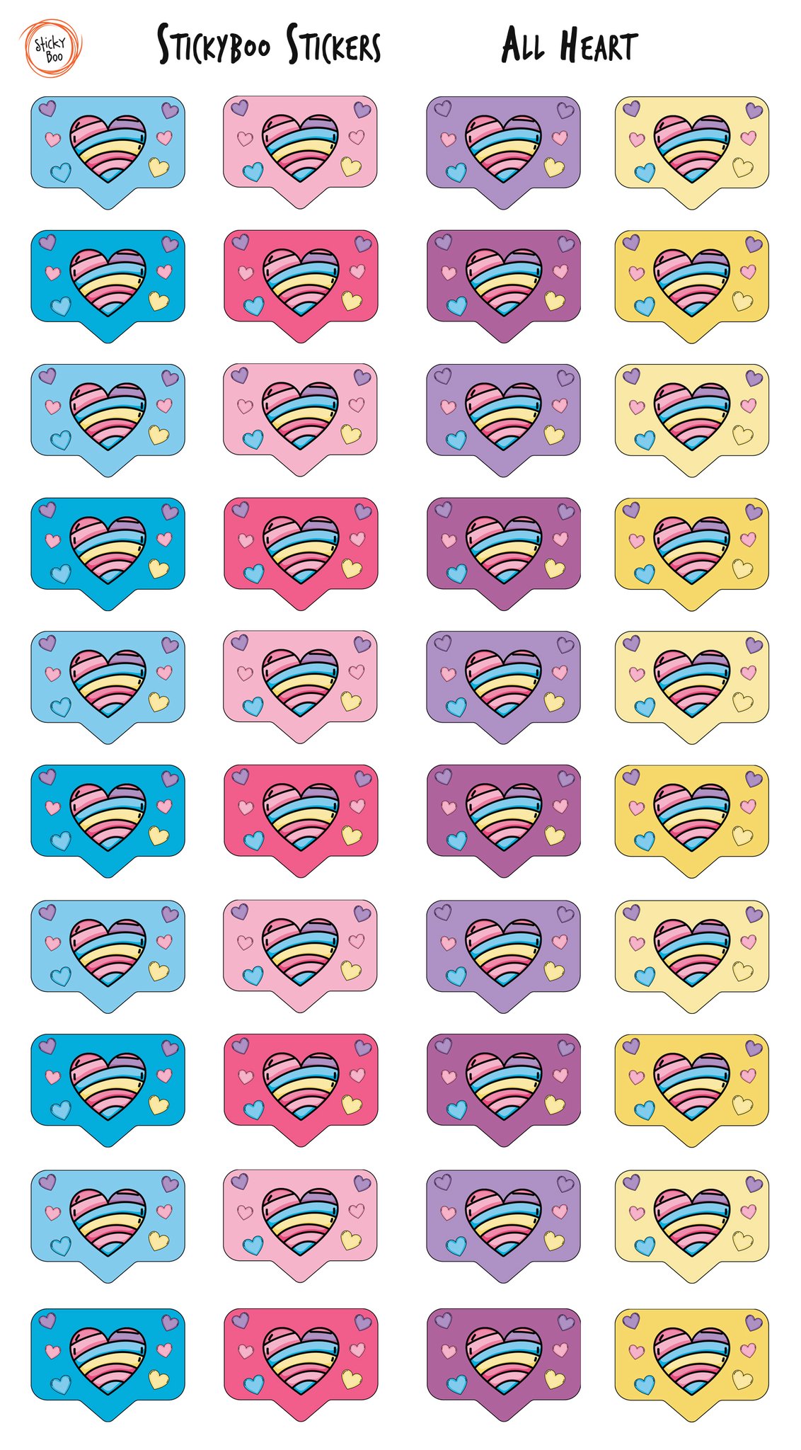 Sticky Boo Reward Stickers - All Heart