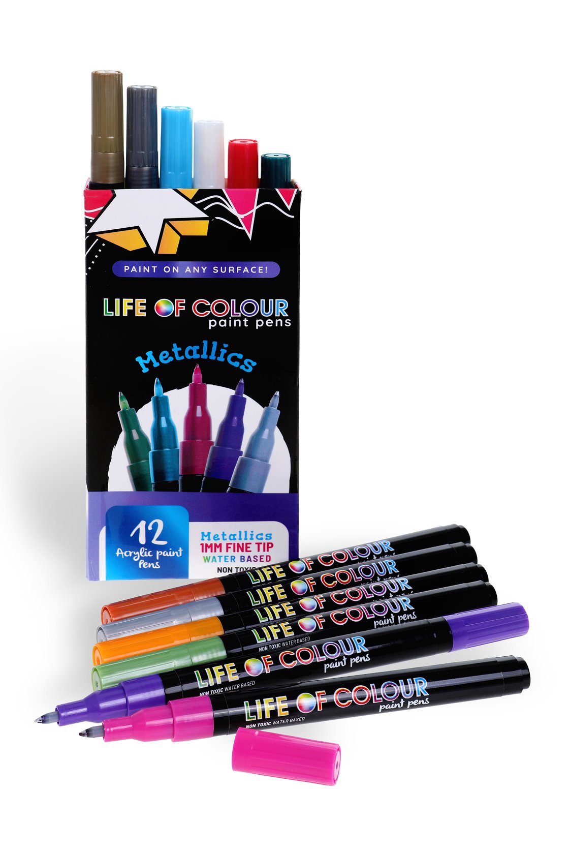 Paint Pens Metallic Colour Fine Tip 12pack