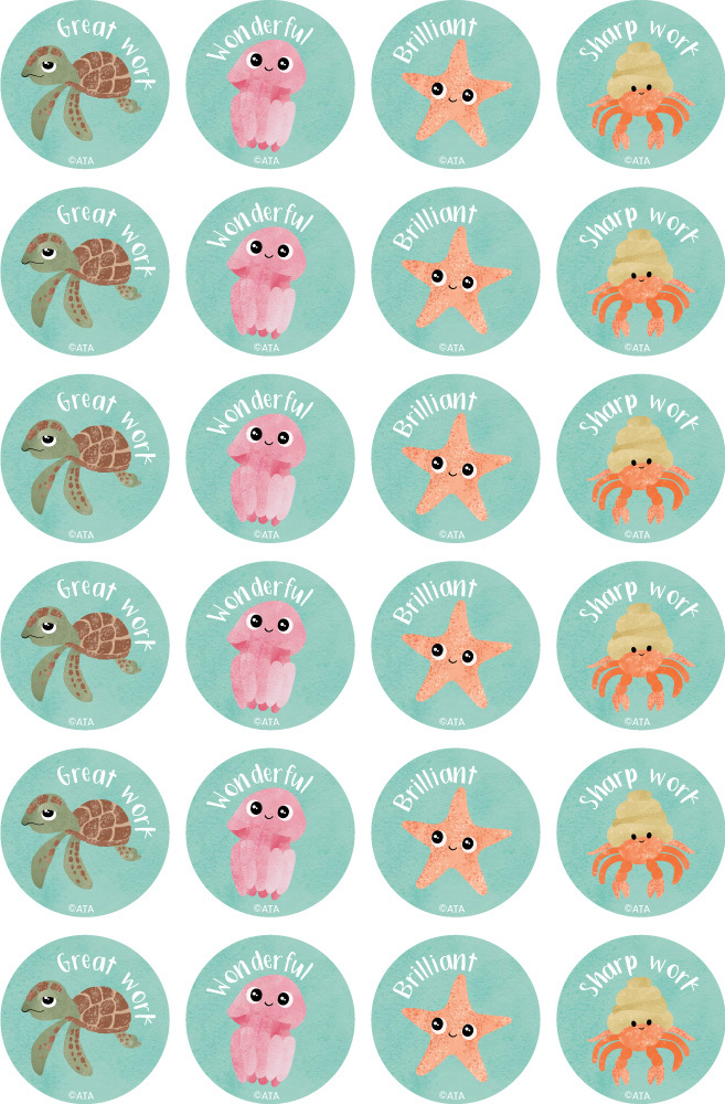 Reef Creatures Stickers 96 pack (MS018)