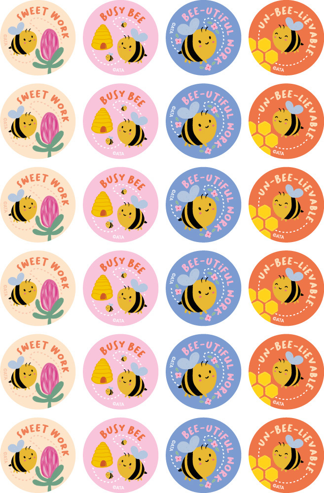 Bees Stickers 96 pack