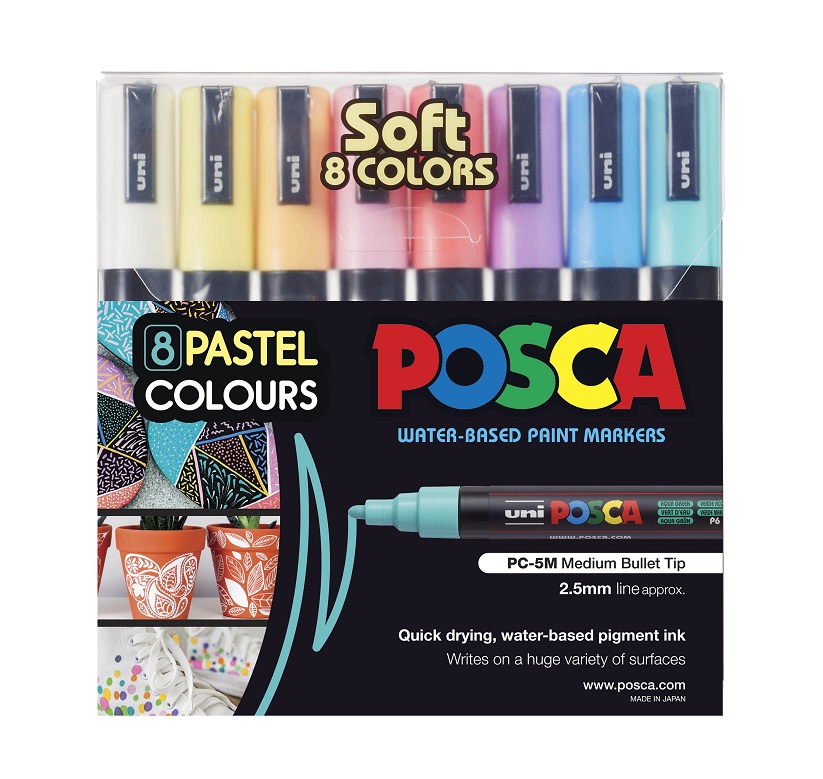 Posca Paint Markers Medium 2.5mm - Soft Wallet of 8