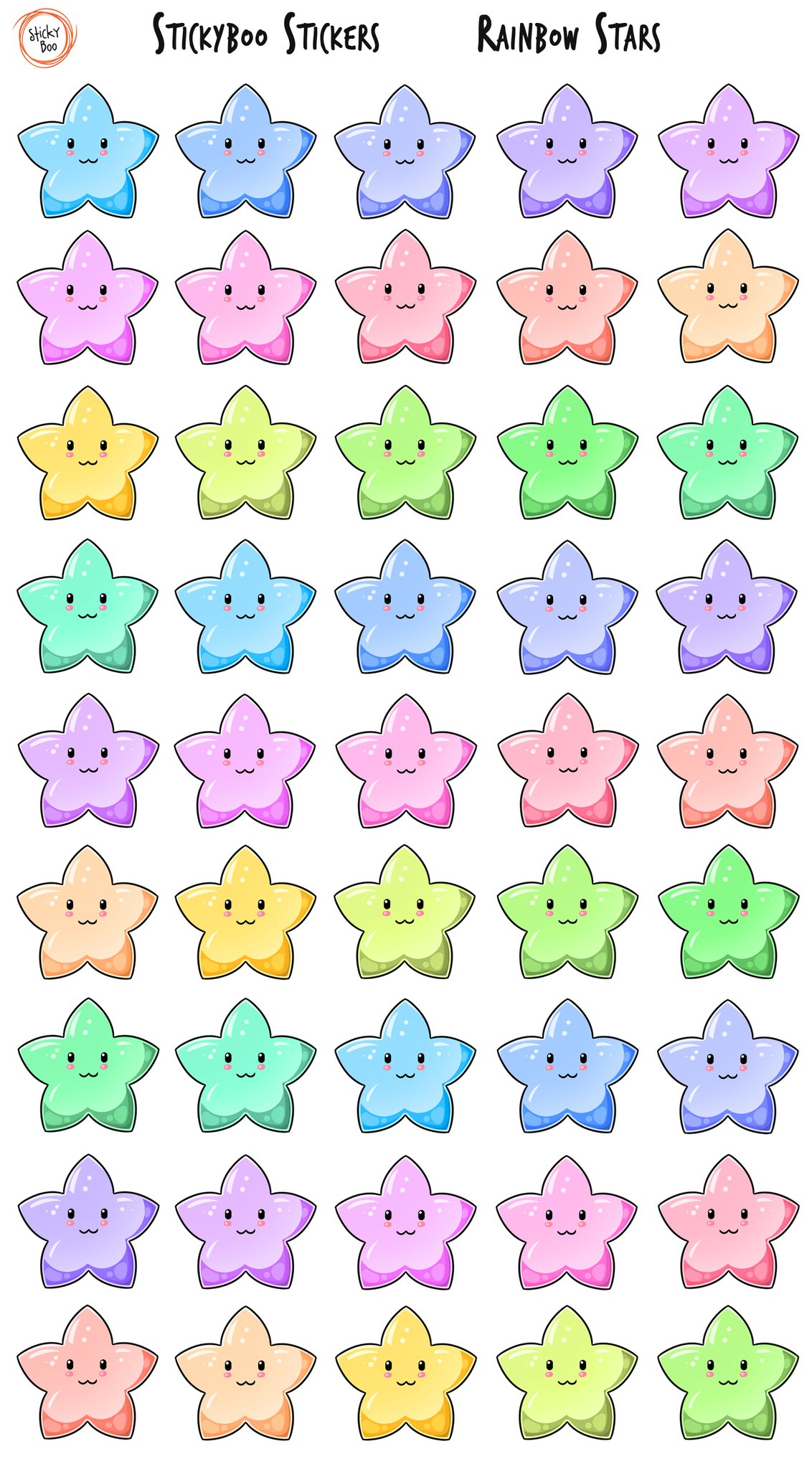 Sticky Boo Reward Stickers - Rainbow Stars