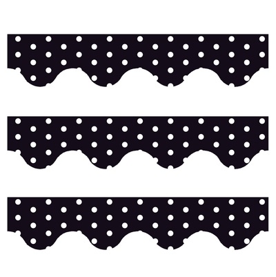 Black Polka Dots - Scalloped Borders (Pack of 12)