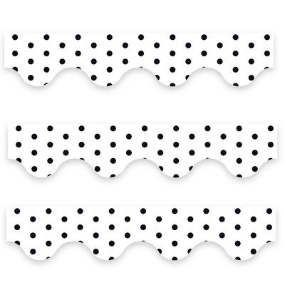 White Polka Dots - Scalloped Borders (Pack of 12)