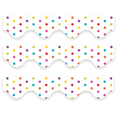 Multicolour Polka Dots (White) - Scalloped Borders (Pack of 12)