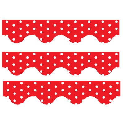 Red Polka Dots - Scalloped Borders (Pack of 12)