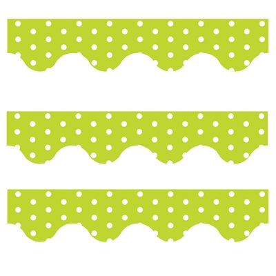 Green Polka Dots - Scalloped Borders (Pack of 12)