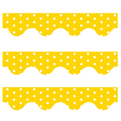 Yellow Polka Dots - Scalloped Borders (Pack of 12)