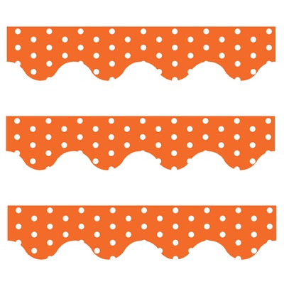 Orange Polka Dots - Scalloped Borders (Pack of 12)