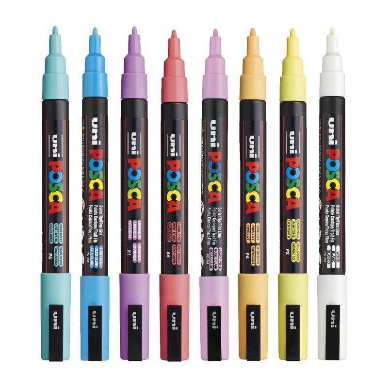 Posca Paint Markers Fine 1.3mm - Soft Wallet of 8