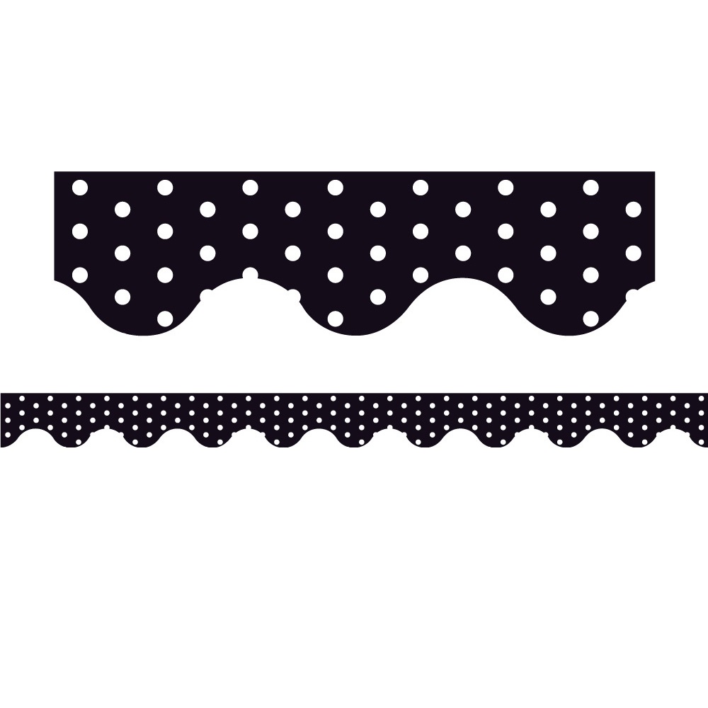 Black Polka Dots - Magnetic Scalloped Borders (Pack of 12)