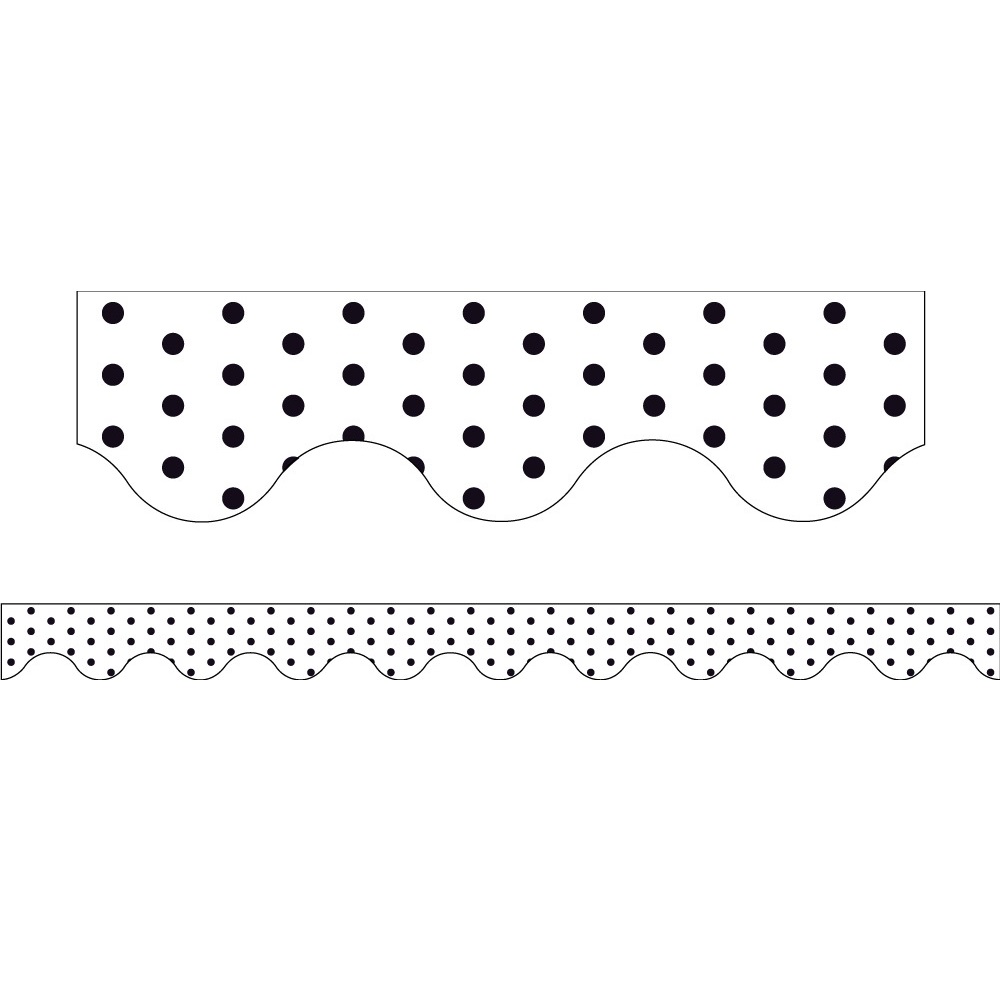 White Polka Dots - Magnetic Scalloped Borders (Pack of 12)
