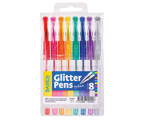 Basics Glitter Pens 8’s Asst 