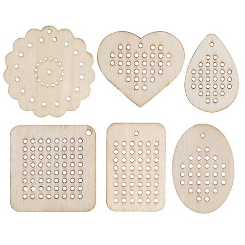 Wooden Threading Shapes Asst 30pack