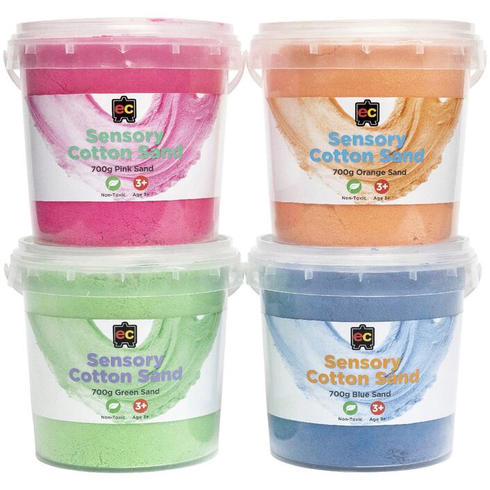 Sensory Cotton Sand 700g Tub Colours