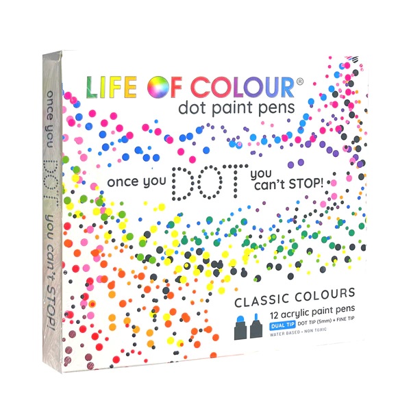Dot Markers Acrylic Paint Pens - Life of Colour Set of 12