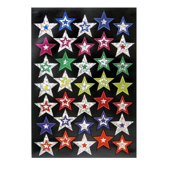 Silver Stars Foil Stickers 105 pack (FS239)