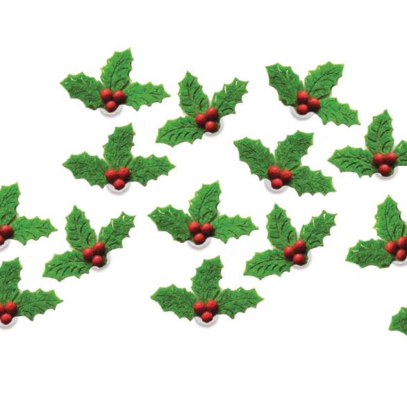 Felt Holly Adhesive Shapes 50 pack