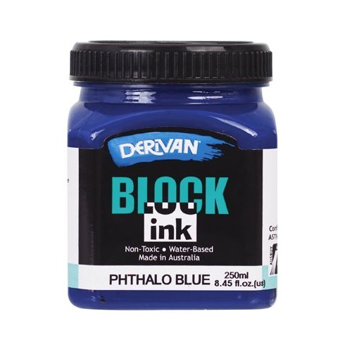 Derivan Block Ink 250mL Phthalo Blue