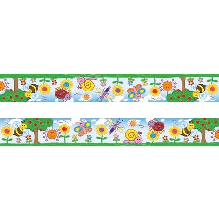 Bugs and Flowers Kids Drawn Large Self Adhesive Border