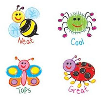 Kids Drawn Bugs Stickers 96 pack (MS026)