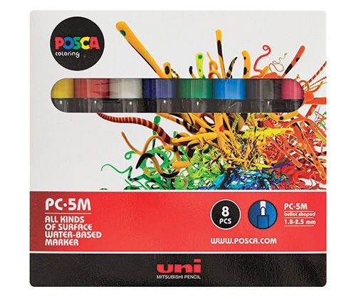 Posca Paint Markers Medium 2.5mm 8pack Assorted (PC-5M)