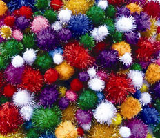Pom Poms Assorted Glitter Colours