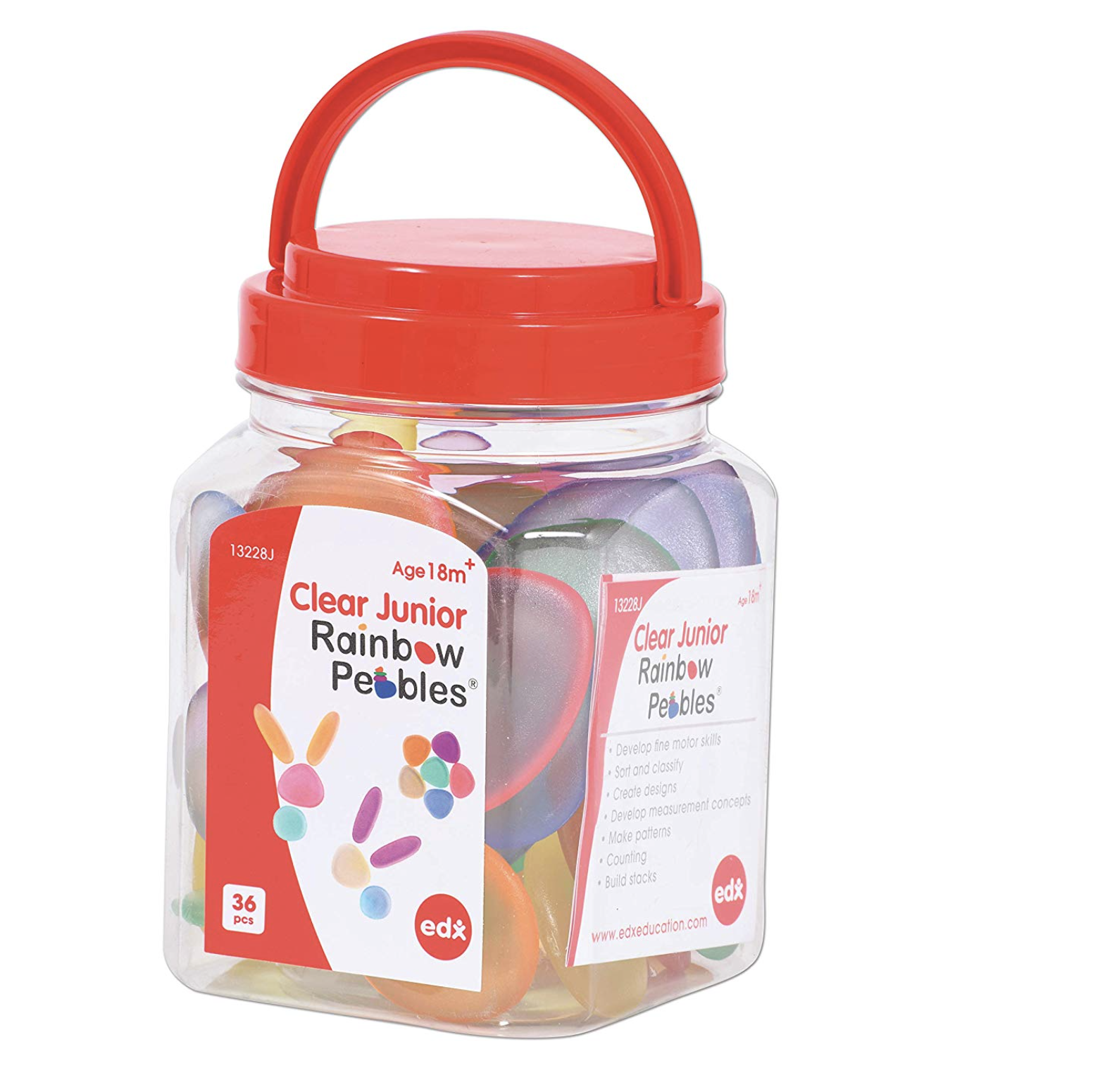 Clear Junior Rainbow Pebbles 36 Pieces Assorted