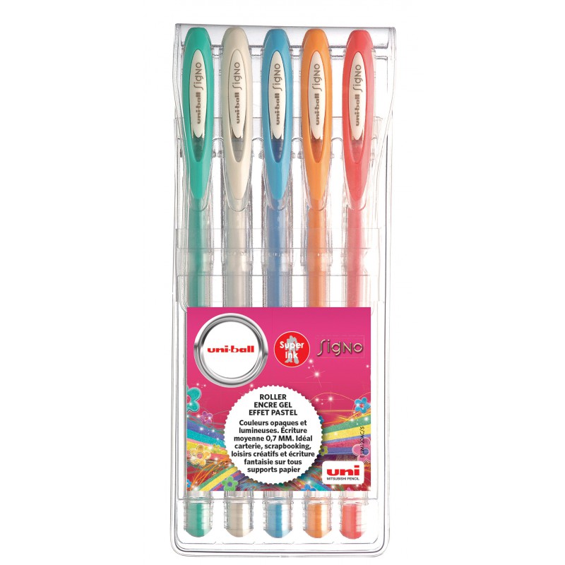 Uniball Gel Pens - Signo Pastel (Wallet of 5 assorted colours)