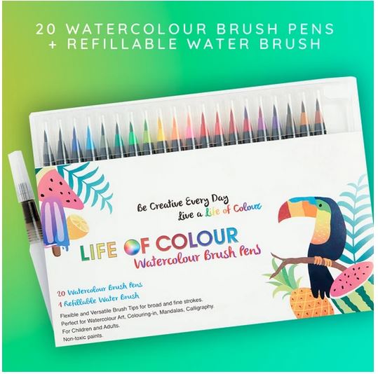 Watercolour Brush Pen - Set of 20