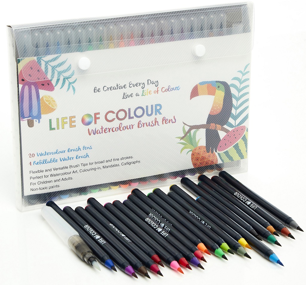 Watercolor Paint Brush Pen Set With Refillable Water Coloring Pen 20 Color  New