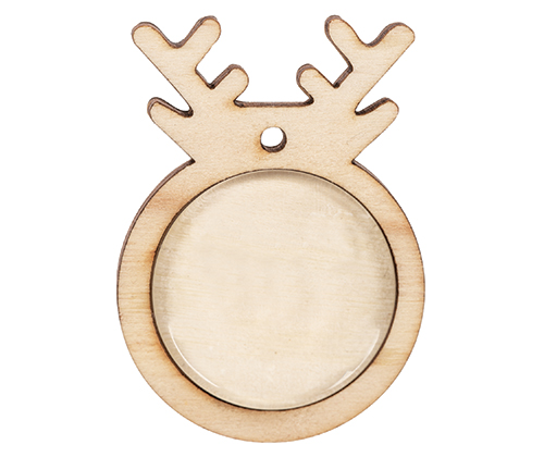 Wooden Reindeer Pendants with Cabochon 10s