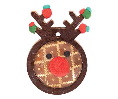 Wooden Reindeer Pendants with Cabochon 10s