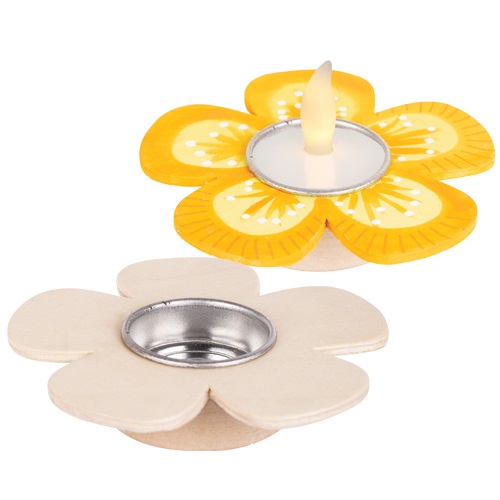 Wooden Tea Light Holder Flower 5pack