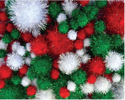 Pom Poms Glitter Christmas Colour