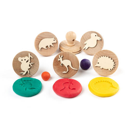 Wooden Dough Stamps Australian Animals Educational Art Supplies
