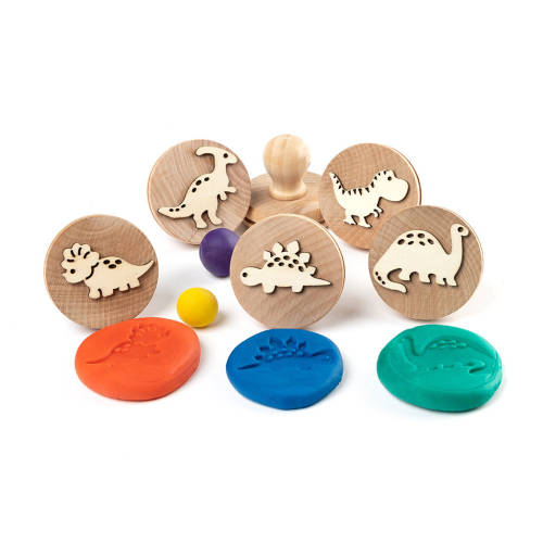 Wooden Dough Stamps Dinosaurs Educational Art Supplies