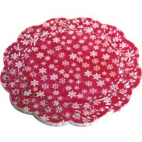 White Snowflakes On Red Doyley 190MM
