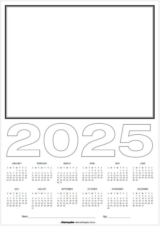 Calendar Blanks 2025 Educational Art Supplies