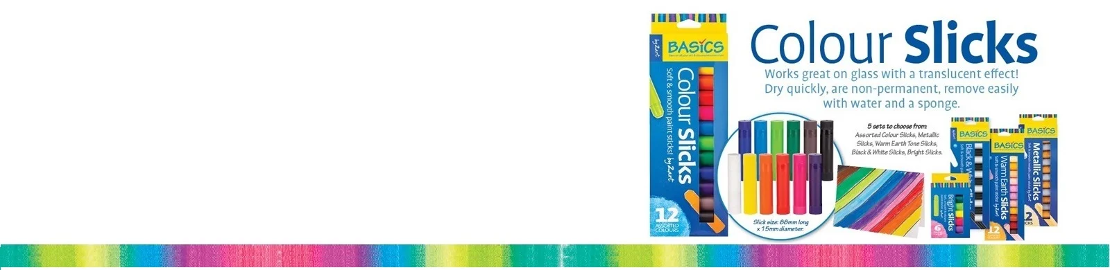 Colour Slicks art supplies - vibrant colours for schools and students